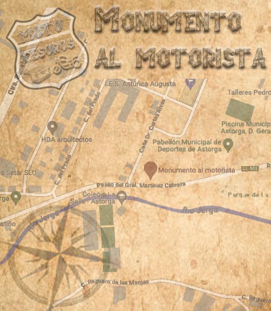 mapa del tesoro del monumento al motorista de Astorga